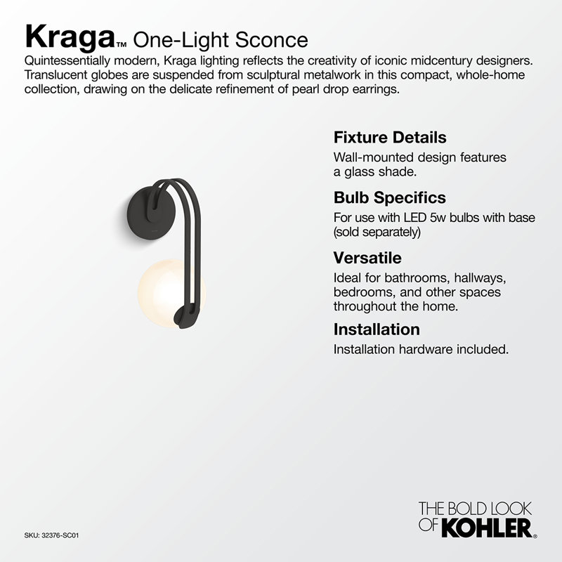 Kraga 13" 1 - Light Sconce, Matte Black