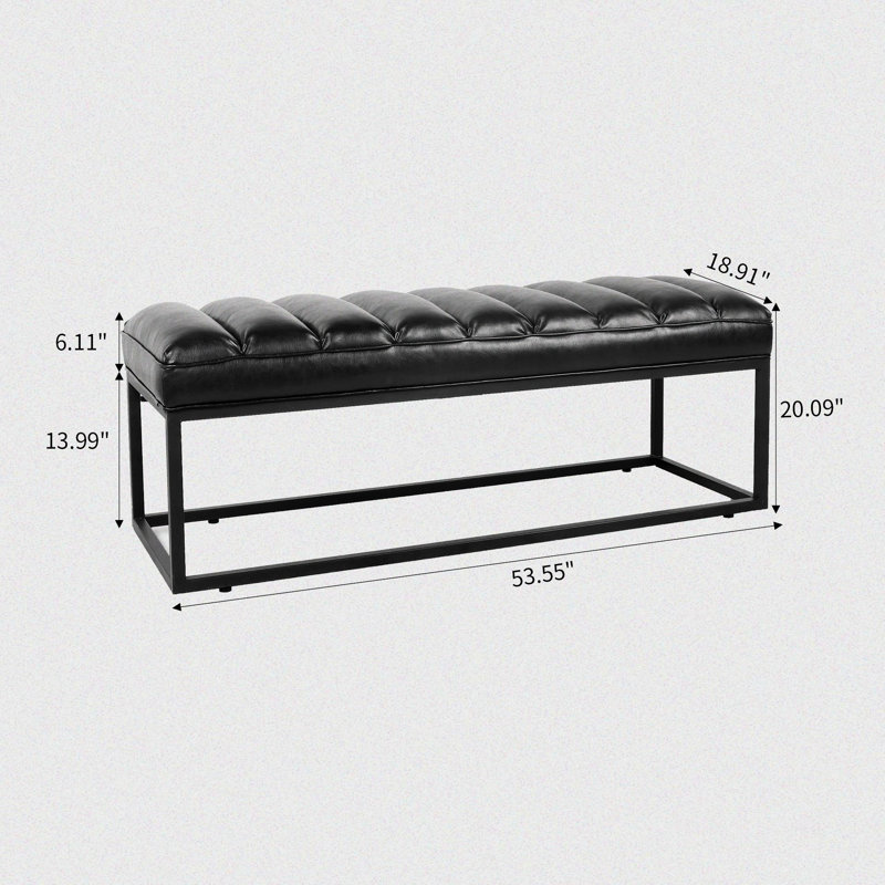 Banc rembourré en similicuir Jasier, Noir