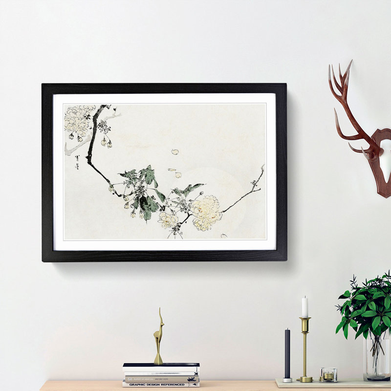 Cherry Blossom by Watanabe Seitei - Framed Print, 36cm H x 48cm W x 2cm D, Black Framed