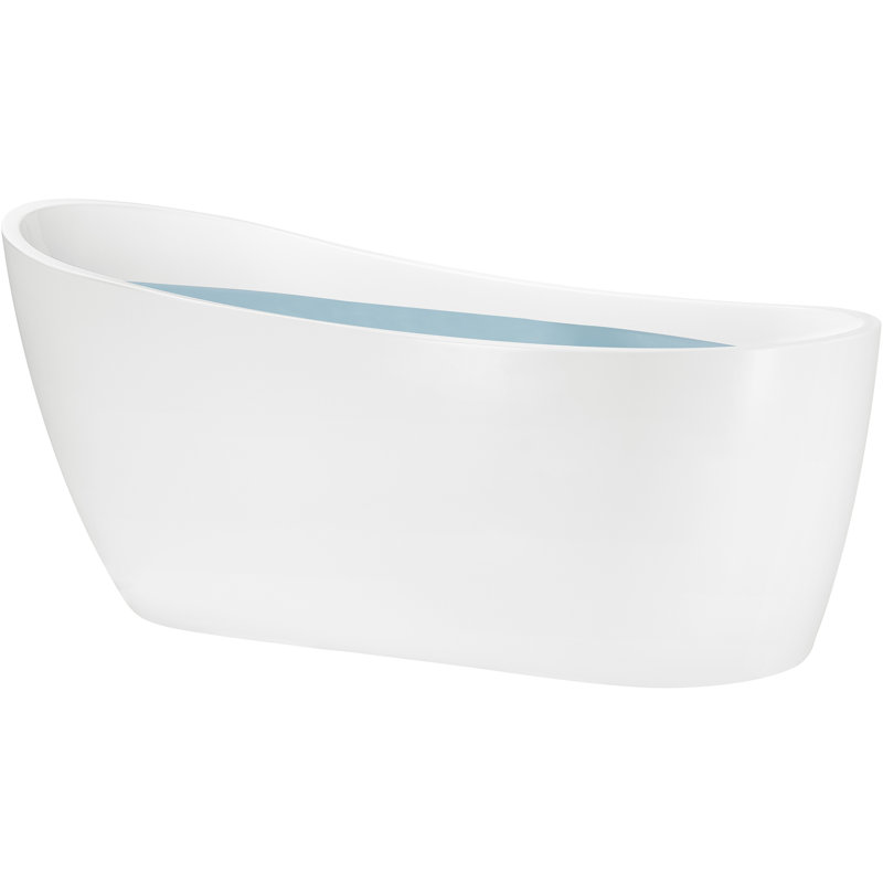 67" White Acrylic Freestanding Soaking Bathtub