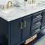 Meuble-lavabo double 60 po avec dessus en marbre Paulene, bleu marine-1245530374-1328016534