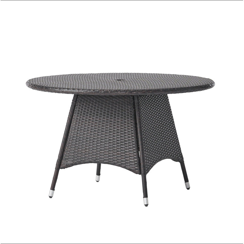 Table de salle à manger d'extérieur Corsica - Osier PE tissé, fer thermolaqué, résistant aux intempéries (table seulement)