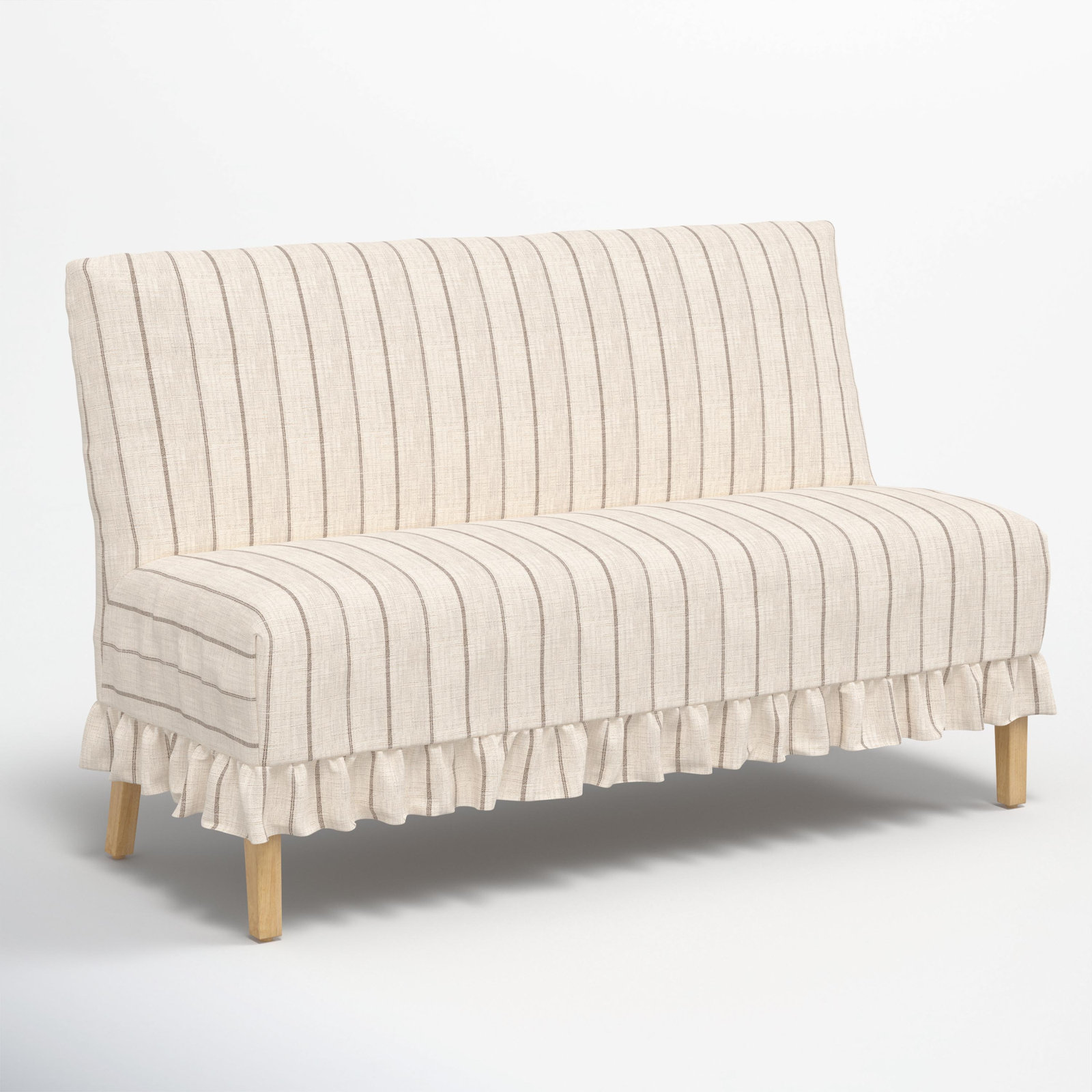 Maggie Slipcover Dining Banquette, Fritz Charcoal Stripe