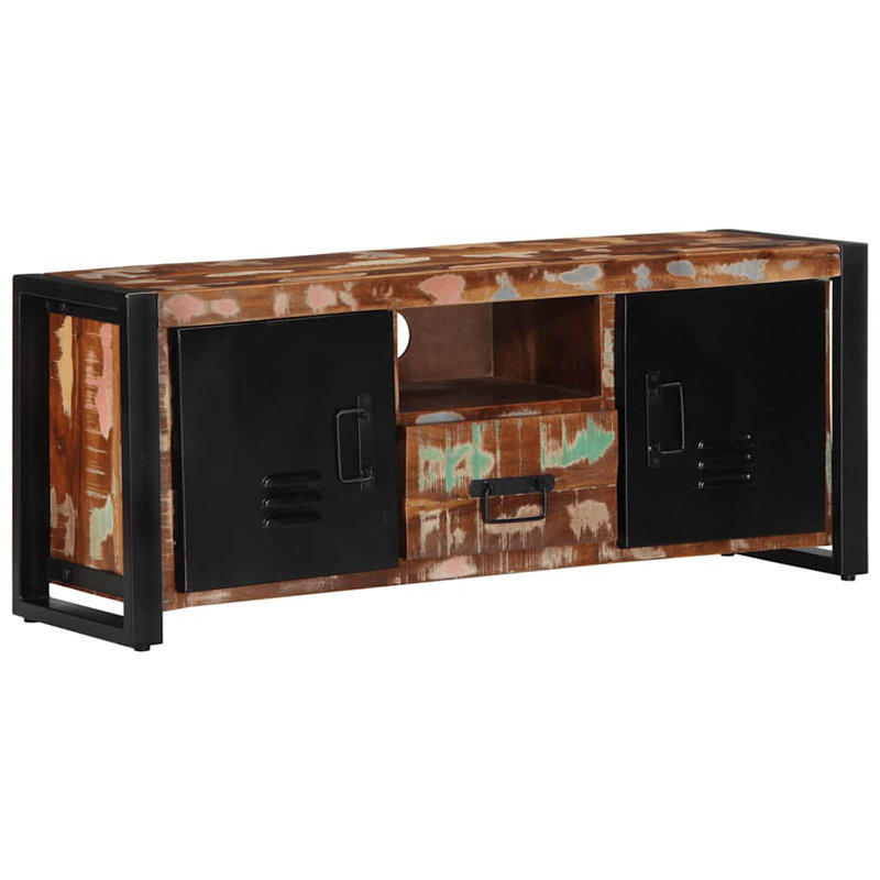  TV Cabinet Solid Rough Wood Mango, 40cm H x 100cm L x 30cm W, Brown