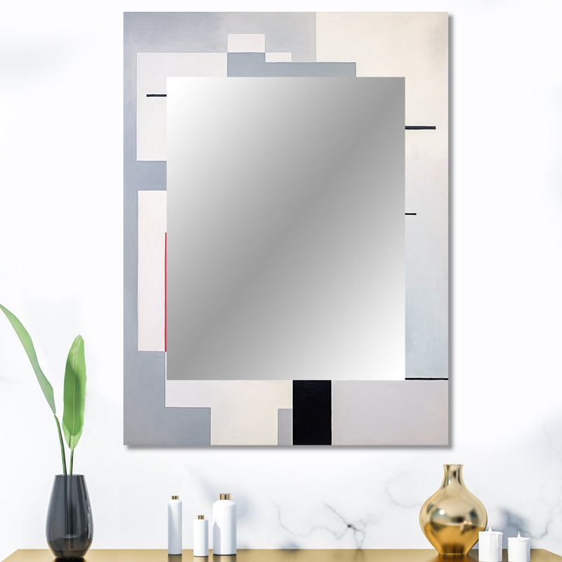 Pink Suprematism Geometric Serenity - Suprematism Mirror, Modern Unique Wall Mirror, Printed Metal Art, 40" x 30"