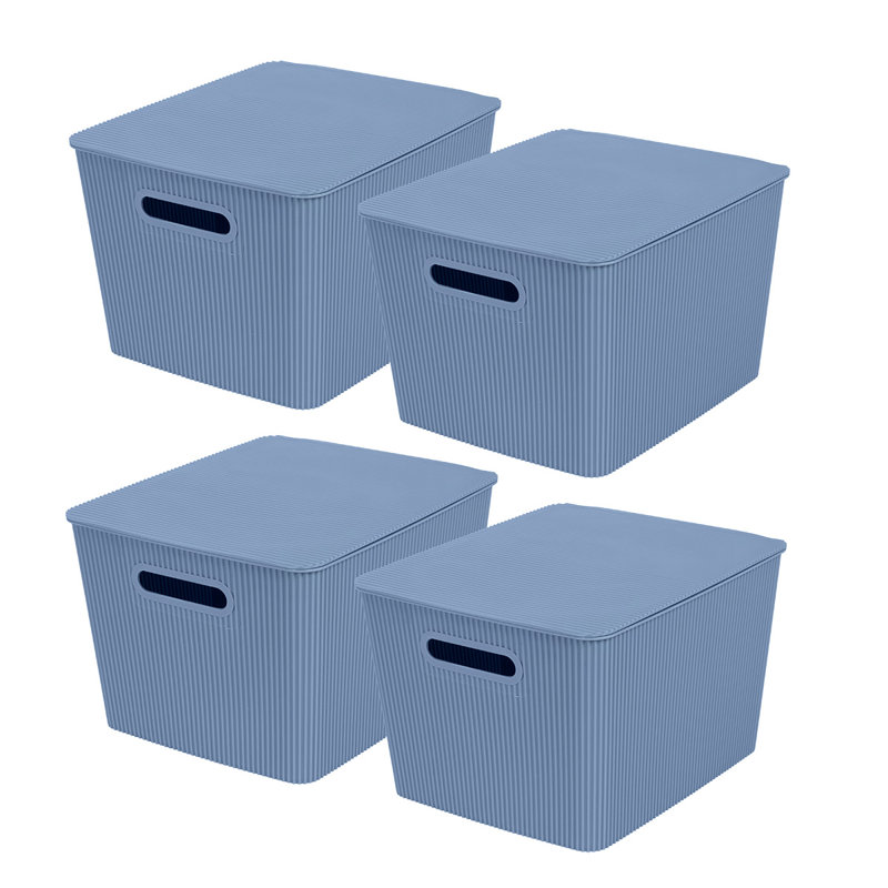 GLAD Storage Bin with Lid, Pack of 4, Blue, 18.8 qt