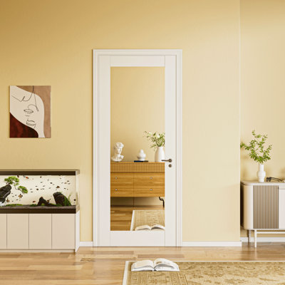 24'' X 80"H 1 Lite Mirrored Door Prefinished Interior Pantry French Doors Standard Door Slab Door