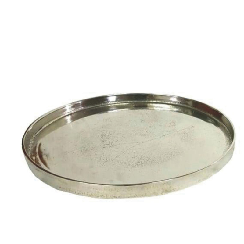Assiette décorative en métal Alessa, Nickel brut, H 0,79 po x l 7,87 po x P 7,87 po