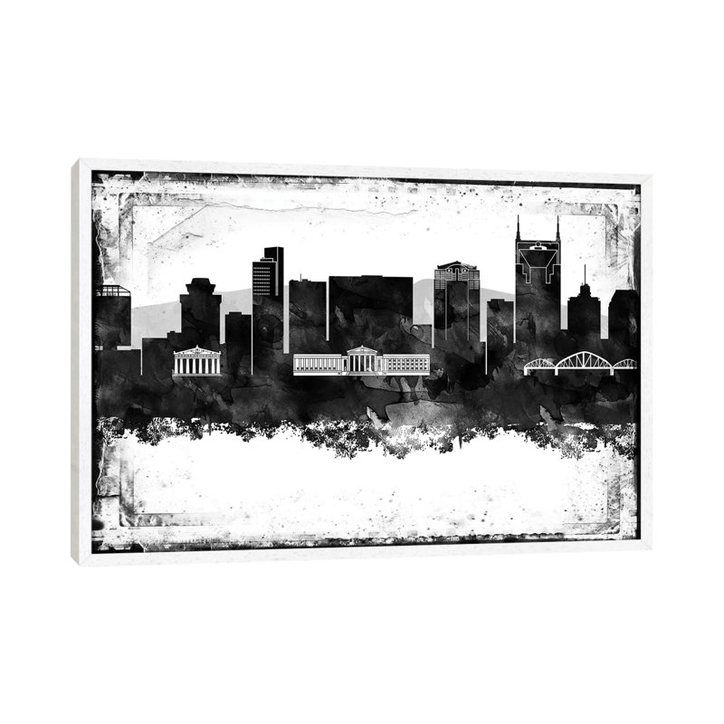 Nashville Skylines - Print on Canvas, White Framed, 66.04 cm H x 45.72 cm W