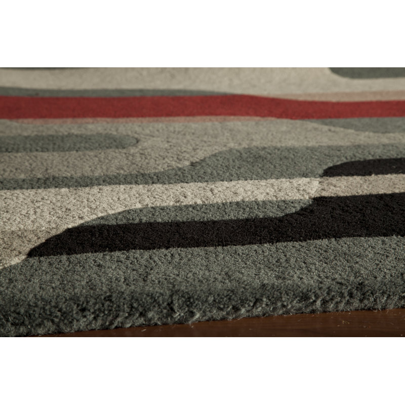 Tapis gris en laine touffeté à la main Cobos, Rectangle 3 pi 6 po x 5 pi 6 po