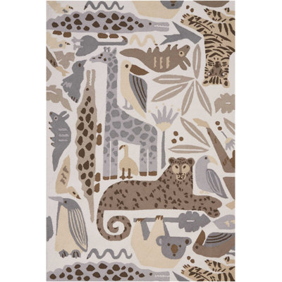 Tapis gris fait à la main Charline