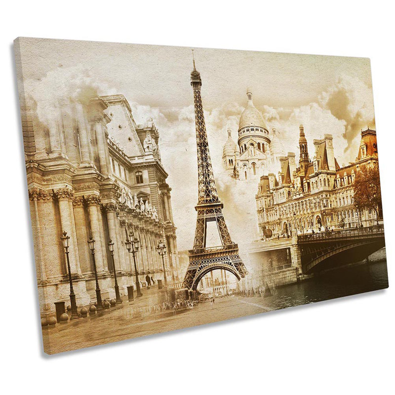 Paris France Landmarks - Wrapped Canvas Print, 30.5cm H x 45.7cm W