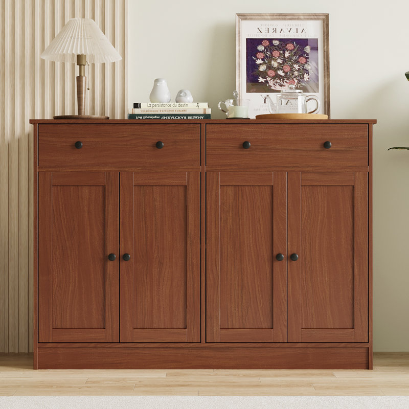 Buffet Storage Cabinet With Doors And Drawers, 49" W Coffee Bar Cabinet, Kitchen Buffet Sideboard For Living Room, Kitchen