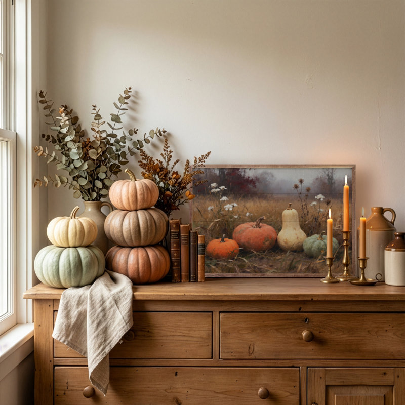 Assorted Gourds With Two Orange, H 10 po x l 16 po