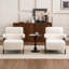 Chaise d'appoint rembourrée de style Mid-Century avec pieds en bois massif-1082468180
