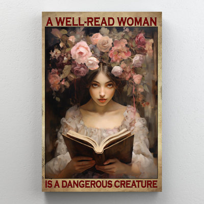 «A Well Read Woman», reproduction d'art rectangulaire sur toile tendue 1 à 1 pièce