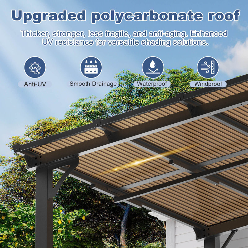 16 ft. x 12 ft. Black Aluminum Hard-Top Solar Gazebo