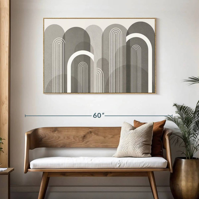 Pierre arches Mid-Century, Cadre flottant en bois naturel, 46 po x 31 po