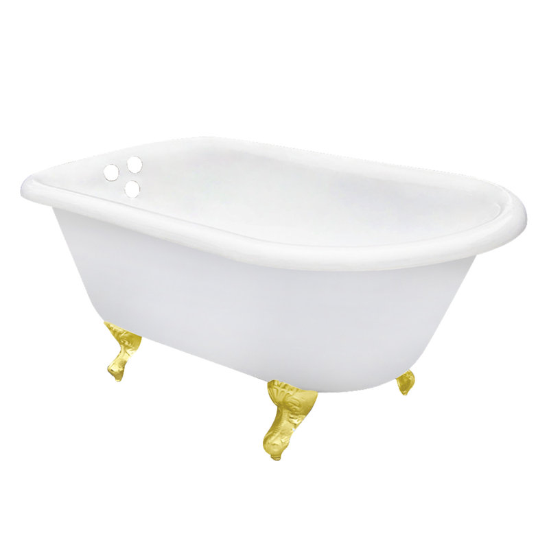 Baignoire sur pattes ovale rectangulaire en fonte 60 pouces Kingston Eden, Laiton poli