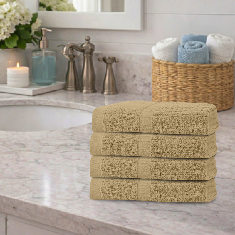 Willow 4 Pieces Hand Towel Set – 100% Combed Cotton, Premium Quality 630 GSM, Linen, Ultra-Soft & Highly Absorbent (4 Hand Towels)