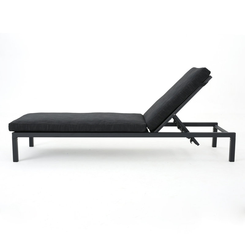 Outdoor Frame with Polyester Cushion Recliner Set of 2