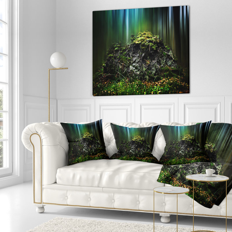 Coussin foncé imprimé forêt sombre, 16 po x 1 po, Coussin décoratif