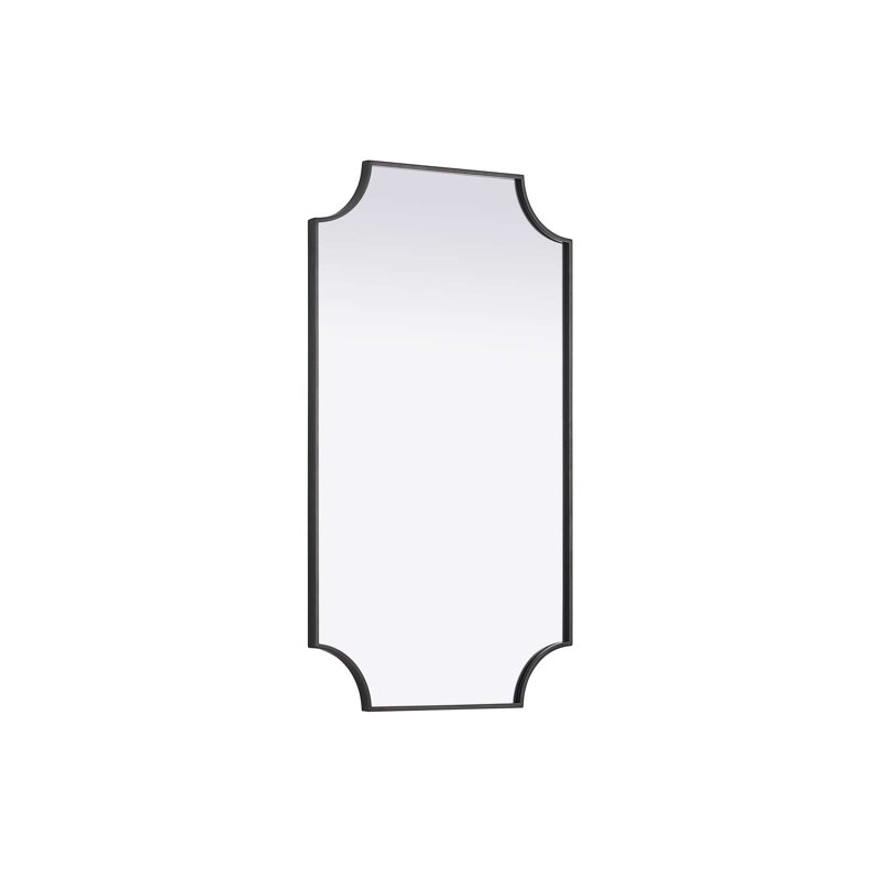 Notched Metal Mirror 24x42 inch in Black, Black, 42" x 24"