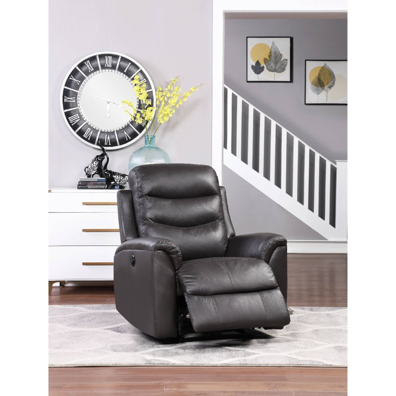 Jodeane Leather Recliner, Brown Genuine Leather