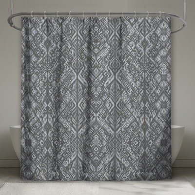 Rideaux de douche gris à motif ikat extra long