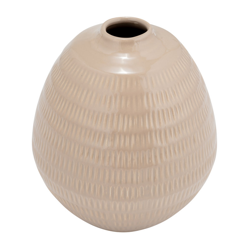 Vase de table en céramique Evelia, H 7 po x l 7 po x P 7 po, Crème irlandaise