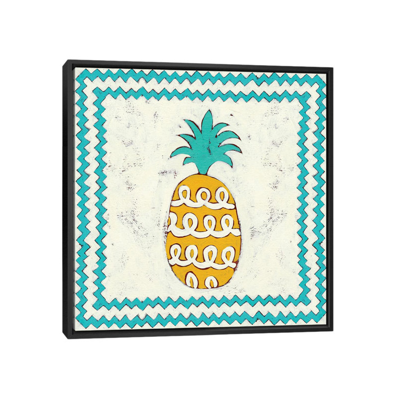 « ananas vacances iv », reproduction d’impression sur toile tendue, H 18 po x l 18 po x P 1,5 po, Toile avec cadre noir