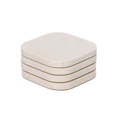 Marble Beige Organic Coasters, Set Of 4