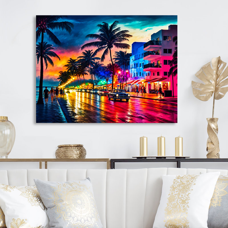 «Miami Beach Holidays 3 Architecture», impressions sur toile Miami, Toile tendue, H 12 po x l 20 po x P 1 po