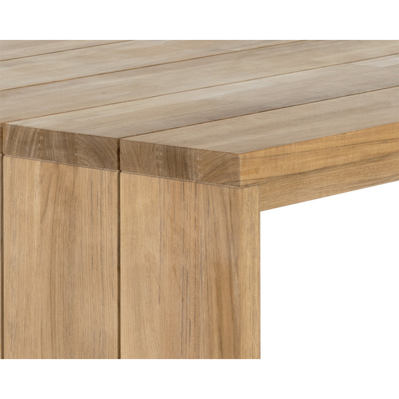 Natural Teak Rectangular Outdoor Dining Table with Waterfall Edge