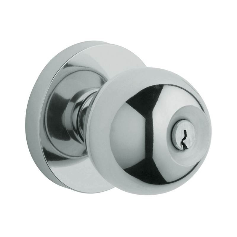 Contemporary Keyed Door Knob with Emergency Egress, Yes, Polished Chrome, Keyed Alike