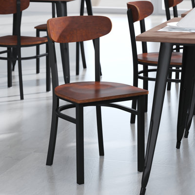 Chaise de salle à manger en métal avec siège en bois et dossier Boomerang Dauji