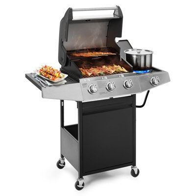 Sapphome Single Burner Freestanding Liquid Propane Infrared Gas and Charcoal Grill with Side Burner