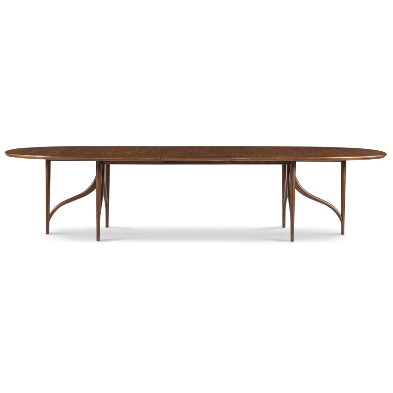 Carrier and Company Oval Walnut Extendable Double Pedestal Dining Table