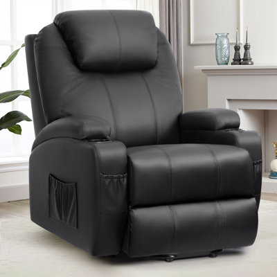 Deonn 34 Wide Power Lift Recliner Chair PU Leather with Massage Ergonomic by Latitude Run