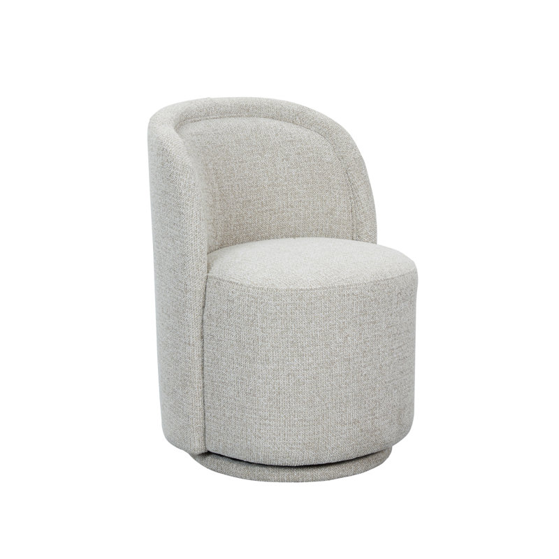 Modern Upholstered Chenille Swivel Barrel Dining Chair, Oatmeal, 1