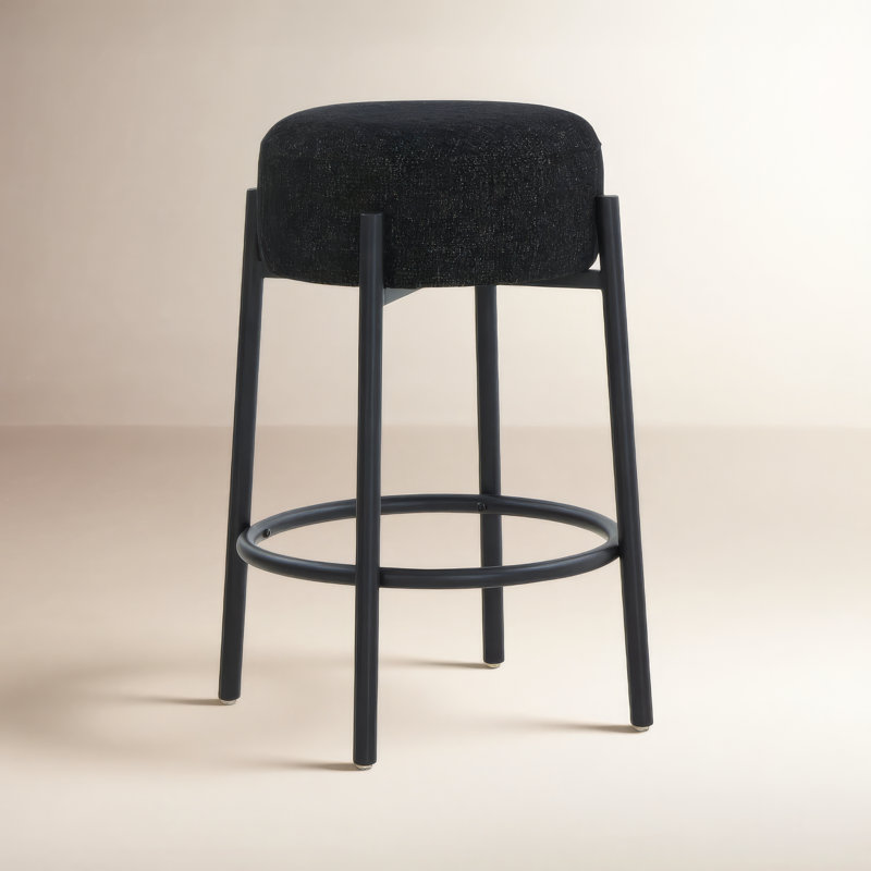 Tabouret Colombe, Tabouret de comptoir (siège d'une hauteur de 26,3, Lin - noir