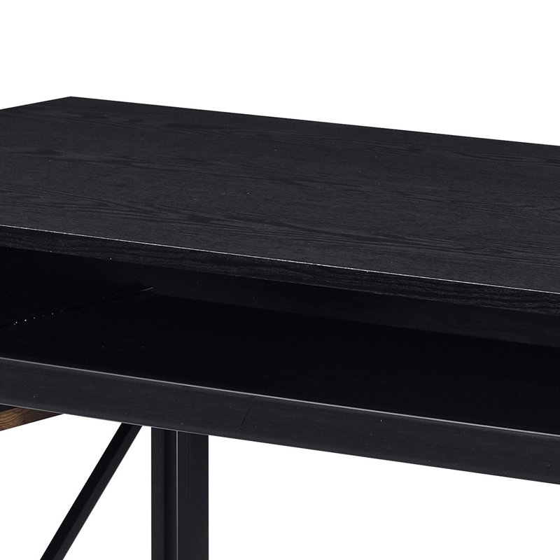 Poste de travail industriel noir - Plateau pour clavier et espace de rangement