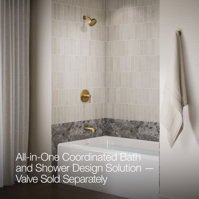 Pitch Tub and Shower Faucet, Vibrant Brushed Moderne Brass