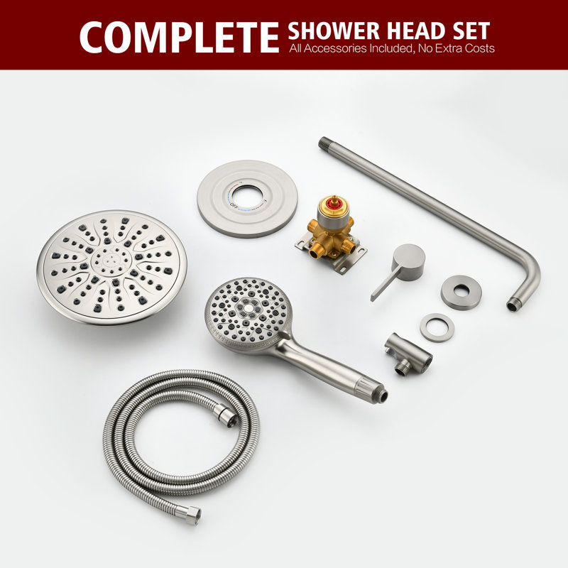 SUMERAIN Shower System Set with 9 Inch Rain Shower Head and 9 Settings Spray Hand Shower with Hard Water Filter