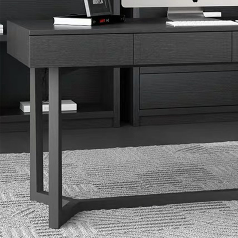 Simple desk for writing at home in black color, 30.71" H x 62.99" W x 23.62" D