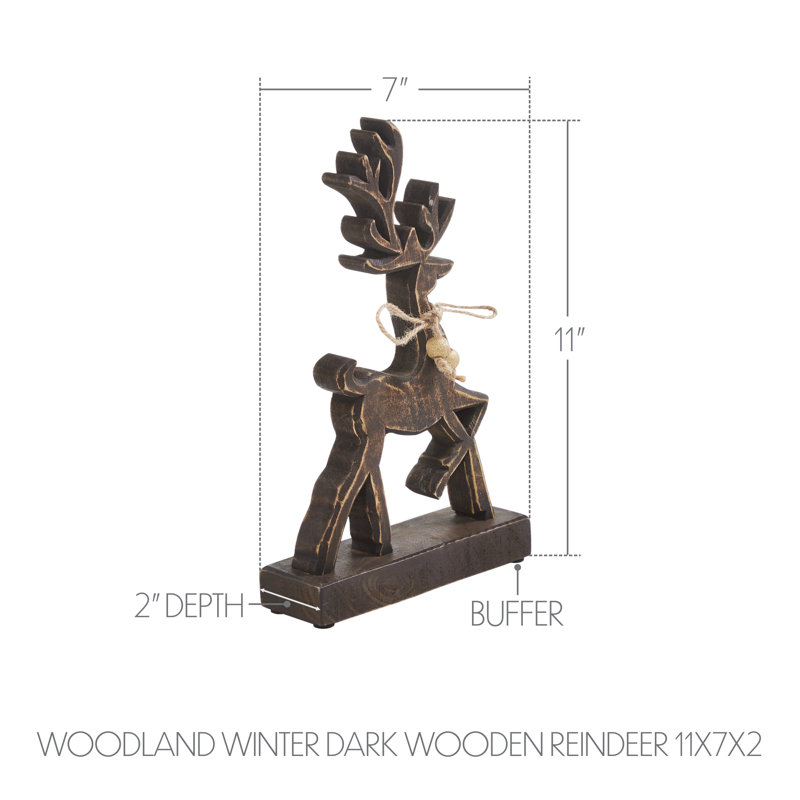 Renne en bois foncé Woodland Winter, H 11 po x l 7 po x P 2 po