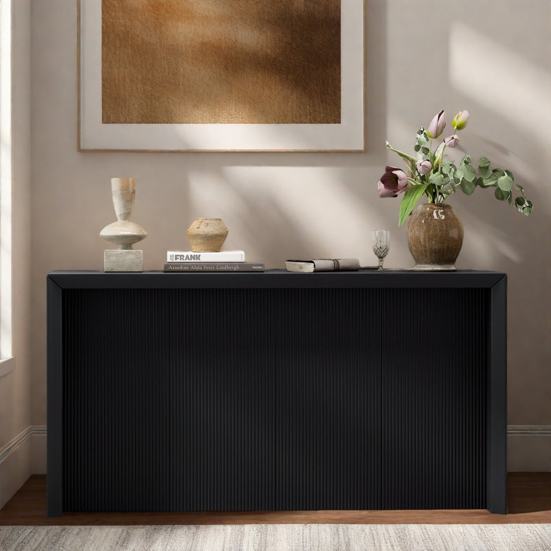 Console avec lignes simples et panneau arrière, Noir