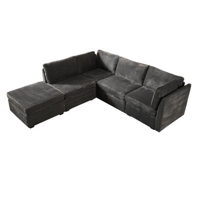 Ensemble de canapé modulaire 5 pièces, canapé rembourré en velours côtelé avec fauteuils d'appoint, canapé de salon à configuration flexible