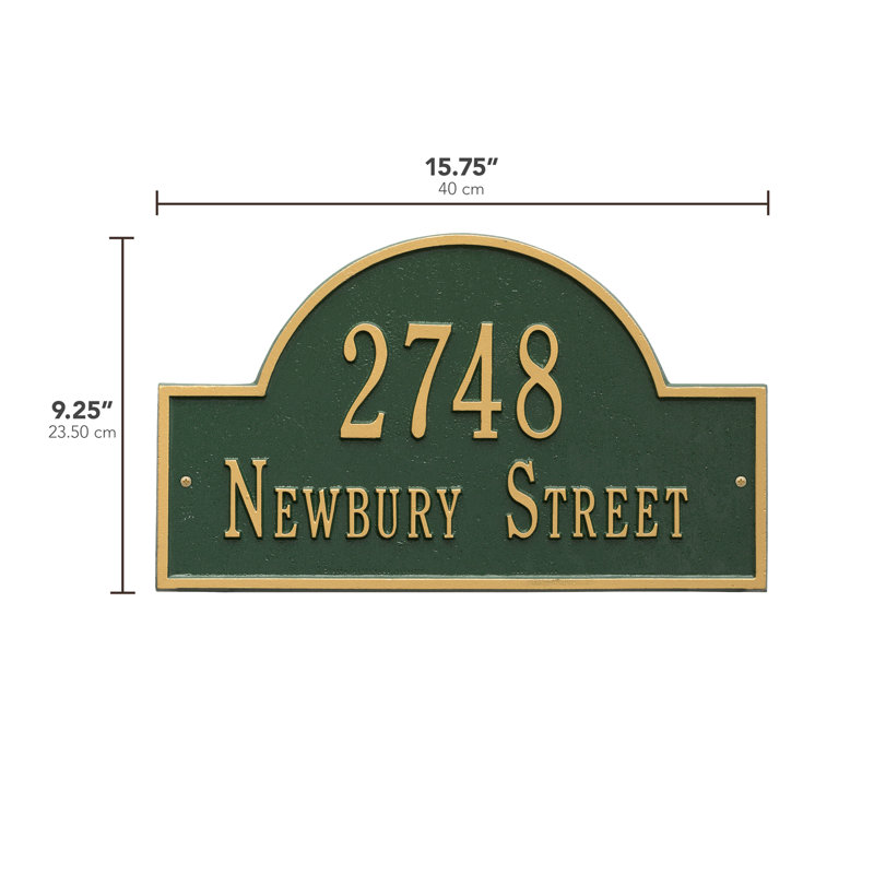 2-Line Wall Address Plaque, Green and Gold, Yes