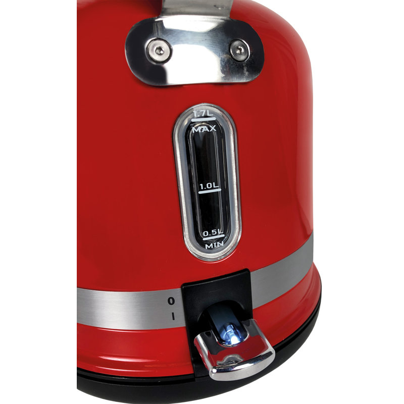 Ariete Moderna 1.7L Stainless Steel Kettle with 2 Slice Toaster Set, Red
